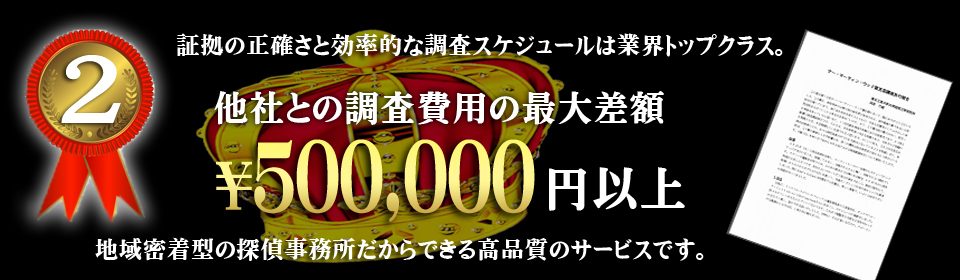他社との調査費用の最大差額500000円以上