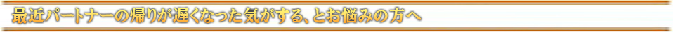 最近パートナーの帰りが遅くなった気がする、とお悩みの方へ