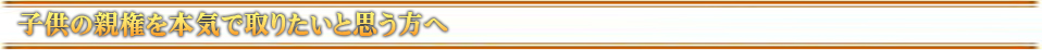 子供の親権を本気で取りたいと思う方へ