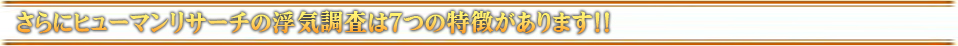 さらにヒューマンリサーチの浮気調査は7つの特徴があります！